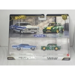 Hot Wheels 1:64 2 pack Premium - Ford Anglia Racer 1967 + Custom Ford Galaxie 1964